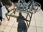 Koperen Tafel met Glas - Stijlvol & Robuust, Ophalen, Gebruikt, 100 tot 150 cm, 50 tot 100 cm
