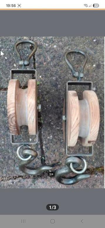 Vintage Katrollen Set - Decoratief & Functioneel beschikbaar voor biedingen