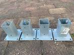 Metalen paalvoeten (4 stuks), Tuin en Terras, Ophalen of Verzenden, Gebruikt, Staal