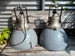 Vintage emaille industriele lampen, Huis en Inrichting, Lampen | Hanglampen, Ophalen, Gebruikt, Vintage industrieel, Metaal