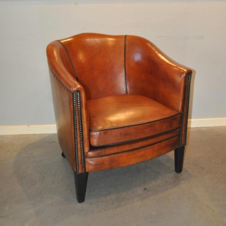 Kleine schapenleren fauteuil Lounge Atelier, Huis en Inrichting, Fauteuils, Zo goed als nieuw, Leer, 50 tot 75 cm, 75 tot 100 cm