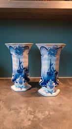 Delfts Blauwe Vaas - set van 2, Blauw, Aardewerk of Porselein, Ophalen of Verzenden, Zo goed als nieuw