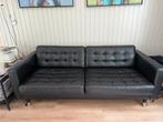 Ikea zwart leren Landskrona bank 3 zits, Ophalen, Gebruikt, Driepersoons, Leer