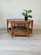 Vintage Rotan Bijzettafel/Salontafel, Huis en Inrichting, Tafels | Bijzettafels, Ophalen, Gebruikt, Rond