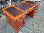 Klassieke Engelse schrijftafel, bureau, partnerdesk, met led, Huis en Inrichting, Bureaus, Ophalen, Zo goed als nieuw
