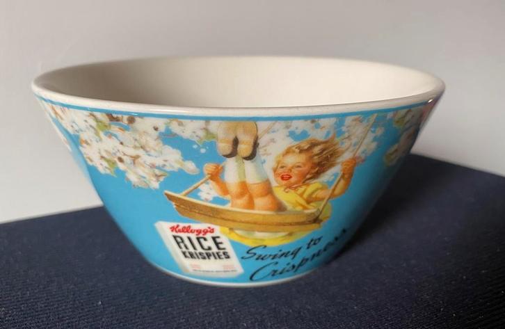 Vintage schaaltje: Kellogg’s Rice Krispies met rondom print., Huis en Inrichting, Keuken | Servies, Zo goed als nieuw, Schaal of Schalen