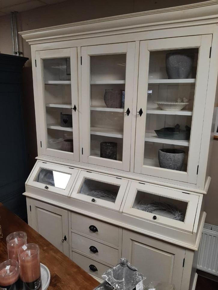 Landelijke witte apothekerskast / buffetkast, Huis en Inrichting, Kasten | Buffetkasten, Gebruikt, 200 cm of meer, 150 tot 200 cm