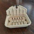 Crème met gouden strepen emaille zeepbakje met rooster, Antiek en Kunst, Ophalen of Verzenden