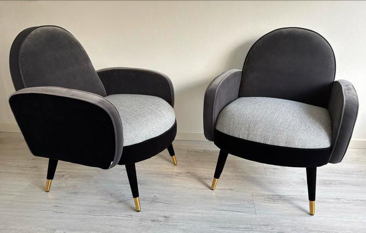 Set stijlvolle Zuiver fauteuils, zo goed als nieuw! Setprijs, Huis en Inrichting, Fauteuils, Zo goed als nieuw, Hout, Stof, 50 tot 75 cm