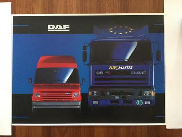 Poster DAF 95 EuroMaster + DAF 400 bestelwagen circa 1990