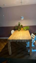 Robuuste karaktervolle houten balken tafel, Huis en Inrichting, Tafels | Eettafels, Ophalen, Gebruikt, 100 tot 150 cm, 200 cm of meer