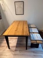 Houten eettafel met bankje, Huis en Inrichting, Tafels | Eettafels, Ophalen, Gebruikt, 100 tot 150 cm, Eikenhout