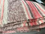 Mooie vintage wollen deken in roze gestreept, Ophalen of Verzenden, Gebruikt