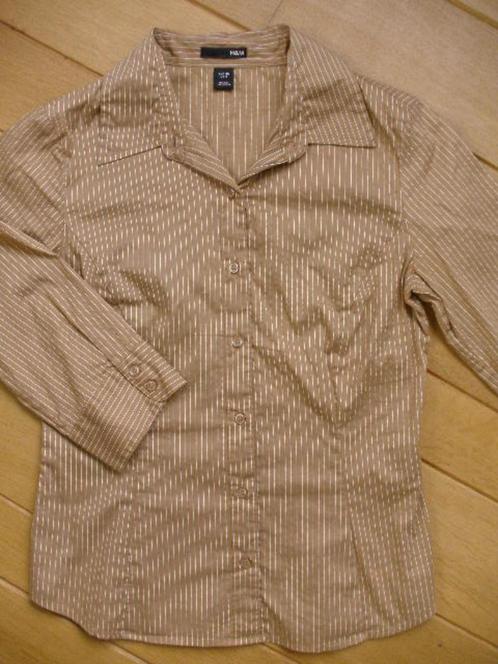 H&M bloes camel krijtstreep maat 36, Kleding | Dames, Blouses en Tunieken, Zo goed als nieuw, Maat 36 (S), Bruin, Ophalen of Verzenden