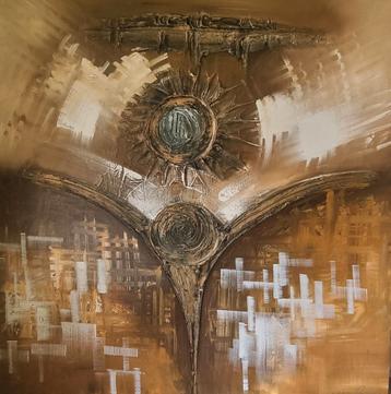 olieverf schilderij op canvas 1Mx1M beschikbaar voor biedingen