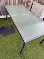 Glazen Tuintafel - 180x90 cm, Tuin en Terras, Ophalen, Gebruikt, Rechthoekig, Metaal