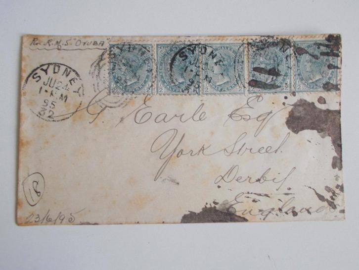 Australië / New South Wales, Envelop Per R.M.S. Oruba 1895., Postzegels en Munten, Brieven en Enveloppen | Buitenland, Envelop