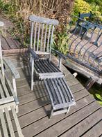3 teakhouten deckchairs, Ophalen, Gebruikt, Teakhout