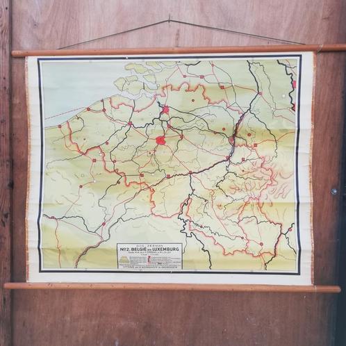 Schoolplaat België en Luxemburg, Antiek en Kunst, Antiek | Schoolplaten, Aardrijkskunde, Ophalen of Verzenden