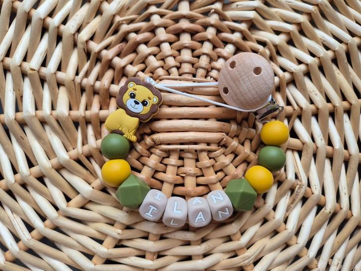 speenkoord leeuw met of zonder naam €10,95, Kinderen en Baby's, Kraamcadeaus en Geboorteborden, Nieuw, Kraamcadeau, Ophalen of Verzenden