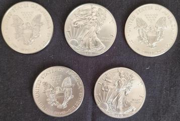 5x 1 oz American Eagle Zilver Munten 2017 beschikbaar voor biedingen