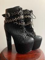 Hoge hakken gothic enkellaarsjes, Ophalen, Zwart, Zo goed als nieuw, Schoenen met hoge hakken