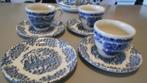 4 kop + schotel boomwagen kerk naamloos engels servies klein, Ophalen of Verzenden