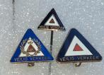 3 Emaille Speldjes Veilig Verkeer - Vintage, Verzamelen, Speldjes, Pins en Buttons, Ophalen of Verzenden, Gebruikt, Overige onderwerpen