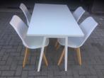 Tafel + 4 stoelen, Huis en Inrichting, Tafels | Eettafels, Ophalen, Zo goed als nieuw, Rechthoekig, 50 tot 100 cm