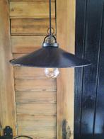 Zwart/Grijs emaille hanglamp Vintage emaille lamp, Ophalen of Verzenden