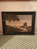 Antiek schilderij landschap met huisje, Ophalen of Verzenden