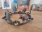 Kerst kandelaar met elanden en kerstbomen handgemaakt metaal, Ophalen of Verzenden, Overige materialen