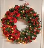 Prachtige grote kerstkrans rood met verlichting 60 cm, Ophalen of Verzenden, Nieuw