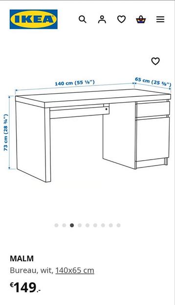 Ikea Malm Bureau wit 140×65 cm - afbeelding 5