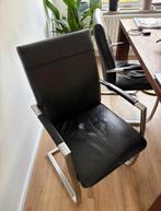 4 kunstleren stoelen, metaal frame, Huis en Inrichting, Stoelen, Ophalen, Gebruikt, Zwart, Leer