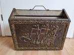 Vintage lectuurbak krantenbak koperen beslag met schepen, Ophalen of Verzenden, Gebruikt