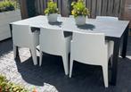 6 zgan witte box tuinstoelen met kussentjes (twv al €25 pst), Ophalen, Zo goed als nieuw, Plastic, Stapelbaar