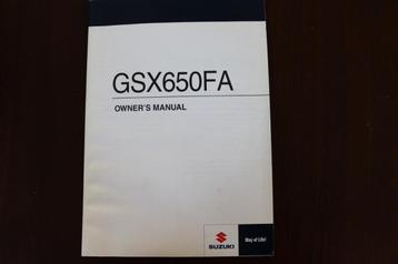 Suzuki GSX650 FA 2010 motorcycle owner's manual GSX 650 FA beschikbaar voor biedingen
