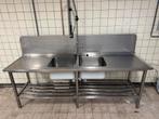 RVS Dubbele Spoelbak met onderstel en Douchekraan, Ophalen, Gebruikt, Overige kleuren, 100 tot 150 cm