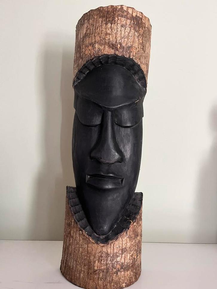 LOT: 2508O-Houten Beeld Afrikaans Masker Boomstam, Antiek en Kunst, Kunst | Beelden en Houtsnijwerken, Ophalen of Verzenden