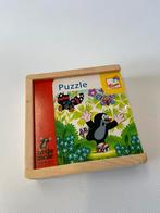 Houten puzzel in kistje van het Molletje van Zdenek Miller, Ophalen of Verzenden, 10 tot 50 stukjes, Gebruikt