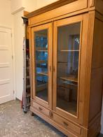 Antieke Eiken Broodkast met Facetgeslepen Glas, Huis en Inrichting, Ophalen, Gebruikt, 100 tot 150 cm, Eikenhout