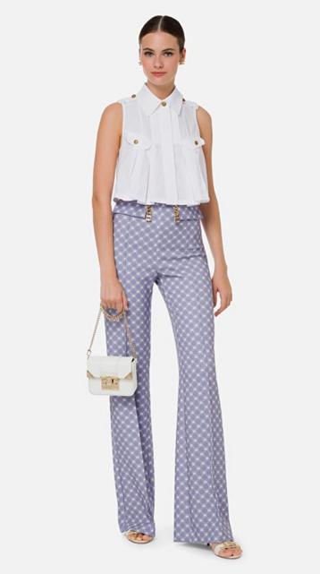 ELISABETTA FRANCHI Lila goud logo pantalon Maat IT 46 -Eu 40 beschikbaar voor biedingen
