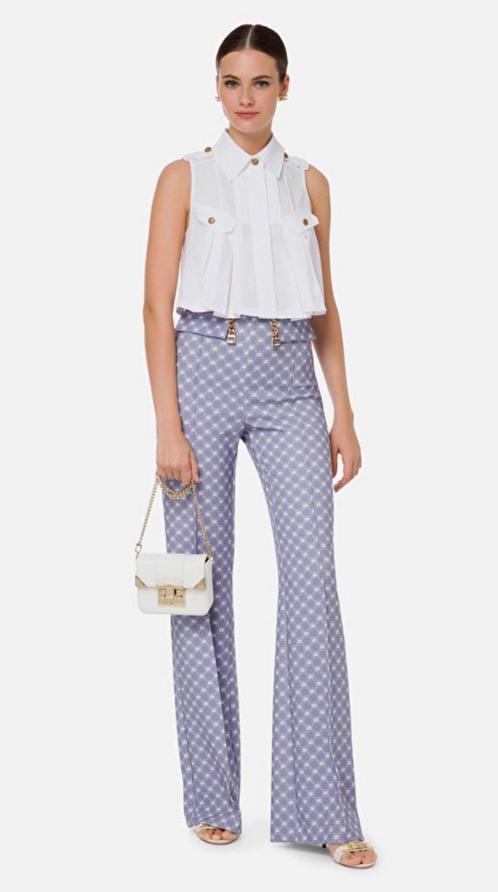 ELISABETTA FRANCHI Lila goud logo pantalon Maat IT 46 -Eu 40, Kleding | Dames, Broeken en Pantalons, Zo goed als nieuw, Maat 38/40 (M)