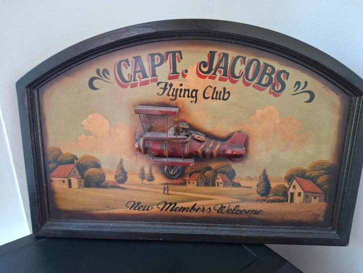 Captain Jacobs Flying Club Decoratief Bord, Antiek en Kunst, Antiek | Woonaccessoires, Ophalen of Verzenden