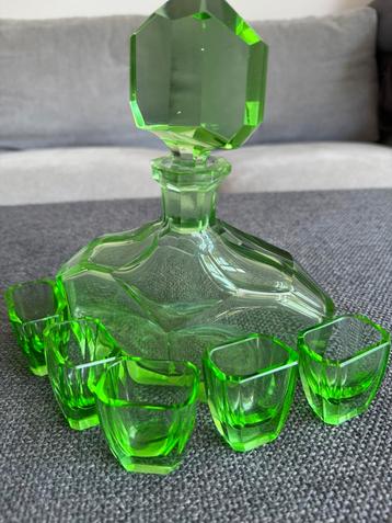 Art Deco Annaglas Uranium vintage 1920 Set beschikbaar voor biedingen