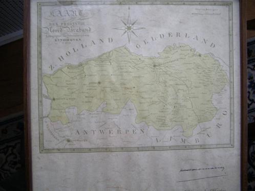 Aparte antieke kaart Noord Braband (met t)gesigneerd ingel., Boeken, Atlassen en Landkaarten, Zo goed als nieuw, Landkaart, Nederland