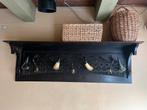 Antieke Friese houten kapstok met hoorns en messing haken, Zo goed als nieuw, Minder dan 100 cm, Hout, Ophalen