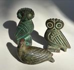 Vintage Griekse Bronzen Beeldjes - Duif & Uil, Ophalen of Verzenden