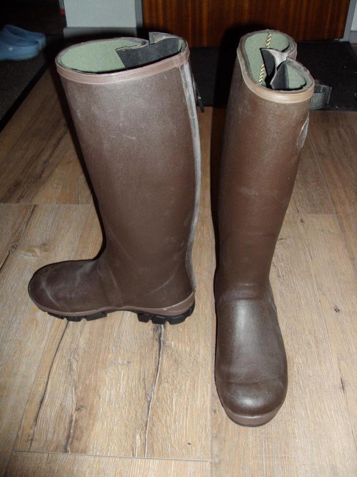 Rubberen dameslaarzen, Kleding | Dames, Schoenen, Zo goed als nieuw, Hoge laarzen, Bruin, Ophalen